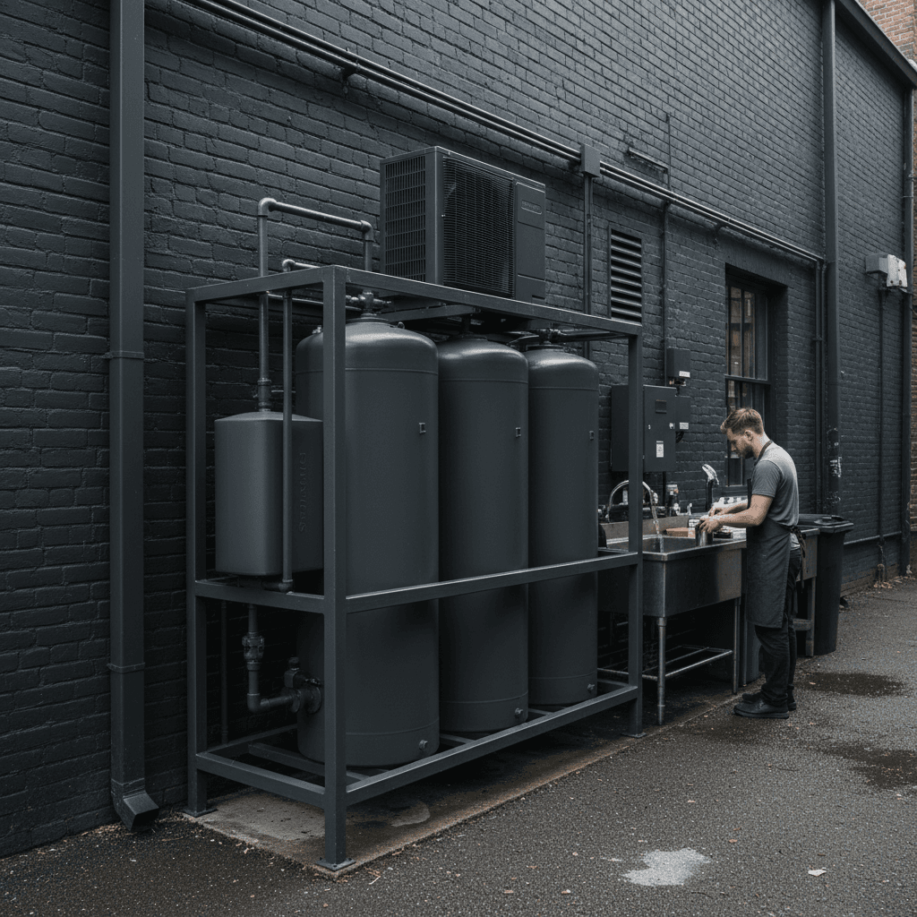 Commercial system installed behind a coffee shop